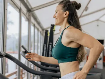 Woman exercising on a treadmill